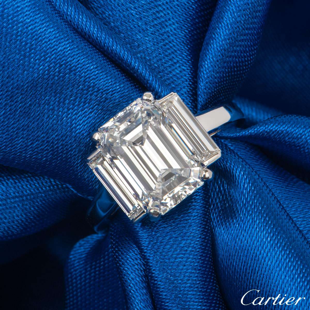 Cartier Emerald Cut Diamond Platinum 